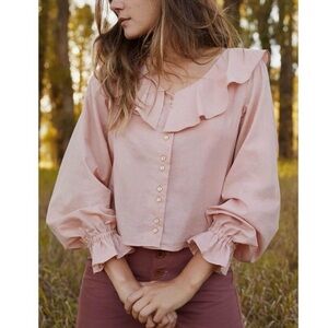 Christy Dawn Pink Ruffle Blouse